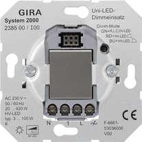 238500 System 2000 Универсальная вставка светодиодного светорегулятора (кнопочный светорегулятор) Gira фото