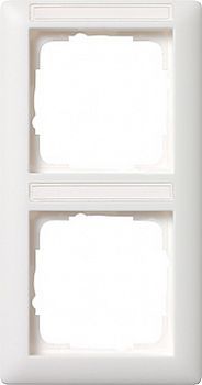 110227 Рамка Standard 55 Белый матовый с полем для надписи 2-постовая вертикальная Gira фото
