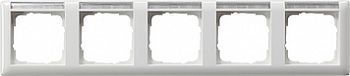 109503 Рамка Standard 55 Белый глянцевый, с полем для надписи 5-постовая Gira фото