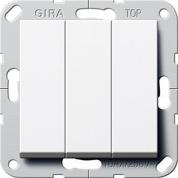 283003 Выключатель "Британский стандарт" 3-х клавишный, ВКЛ.ОТКЛ. Белый глянцевый Gira фото