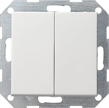 012503 Двухклавишный выключатель с самовозвратом 10А/250В в сборе Белый глянцевый Gira фото